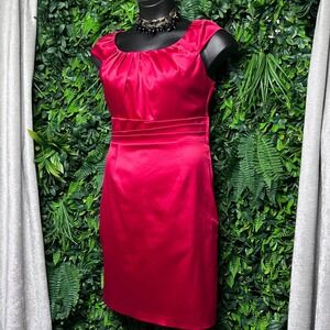 Max and Cleo Dress Size 12 Red Pleated Sleeveless‎ Party Cocktail Career 2964